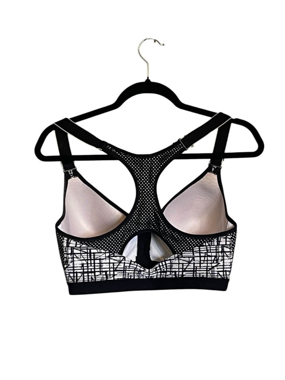 Maidenform Black and White Front-Zip Racerback Sports Bra - Picture 2 of 4
